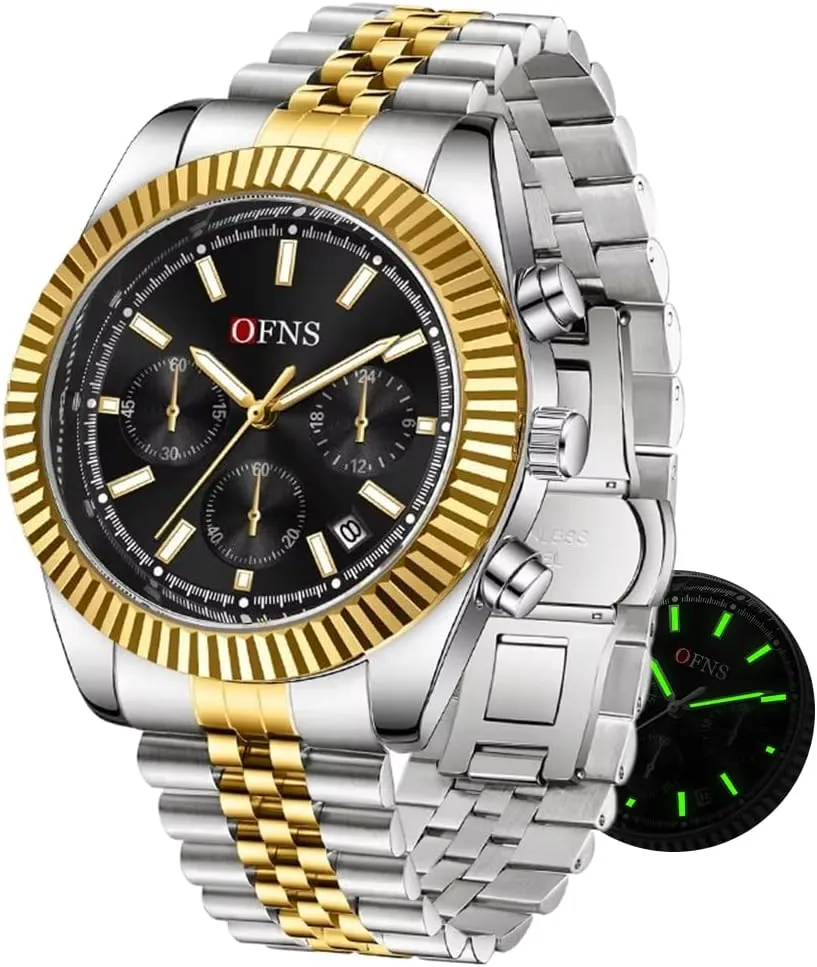 Waterproof Luminous Quartz Wristwatch Mens Watches Fashion Multi Functional Stainless cavity sociology conductor crevice Steel Chronograph Watch 