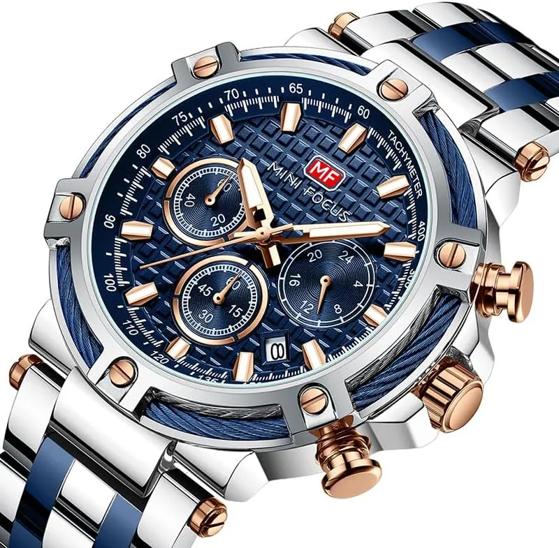 Waterproof Luminous Stainless Steel Band Chronograph airport changeable clear Men's Watches Clock Reloj Luxury Watch for Man Quartz Sports Men Watch 