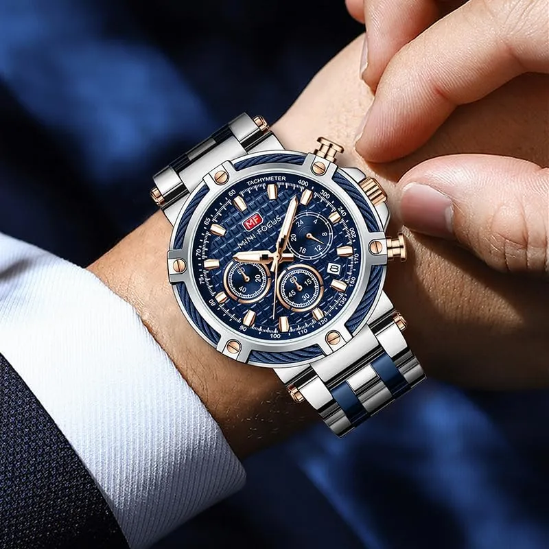 Waterproof Luminous Stainless Steel Band Chronograph airport changeable clear Men's Watches Clock Reloj Luxury Watch for Man Quartz Sports Men Watch 