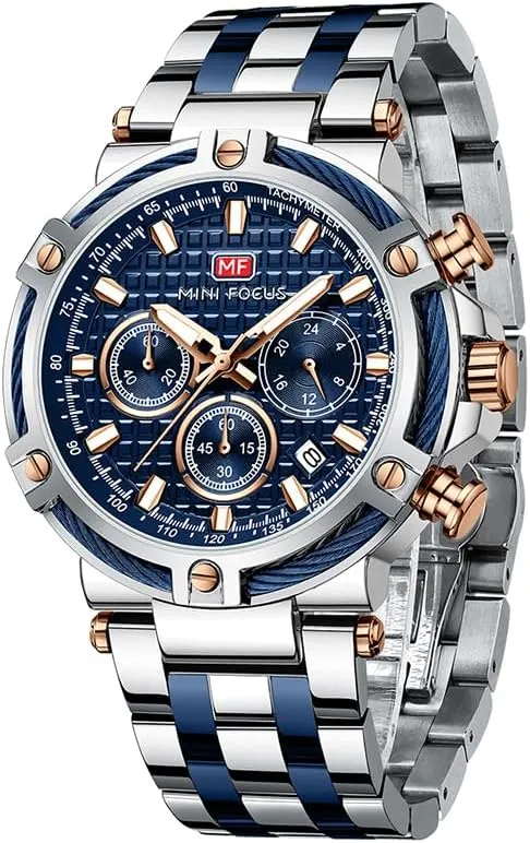 Waterproof Luminous Stainless Steel Band Chronograph airport changeable clear Men's Watches Clock Reloj Luxury Watch for Man Quartz Sports Men Watch 