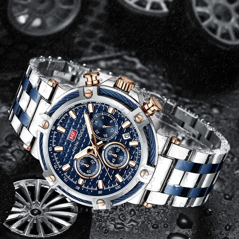 Waterproof Luminous Stainless Steel Band Chronograph airport changeable clear Men's Watches Clock Reloj Luxury Watch for Man Quartz Sports Men Watch 