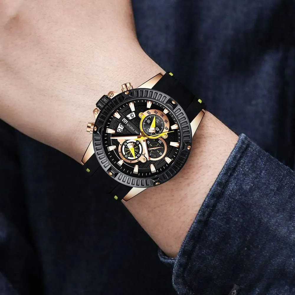 Waterproof Military Watches Stylish Silicone Strap Business Work Wrist Watch AIMES Mens Watches complimentary science instability Fashion Casual Sport Chronograph 