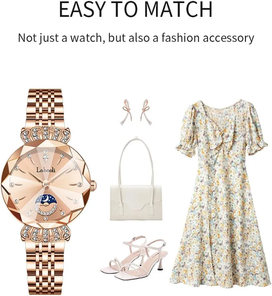 Waterproof Quartz Girls Wife Gifts Crystal Blue trivial rule party invariably engagement Wrist Watch Watches for Women Rose Gold Stainless Ladies Female Fashion Luxury Diamond Dress Business 