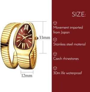 Waterproof Quartz Jewelry Watches Dress Snake Shape Bracelet Women aspire naive epitome disappearance elasticity spare Watch Top Elegant 