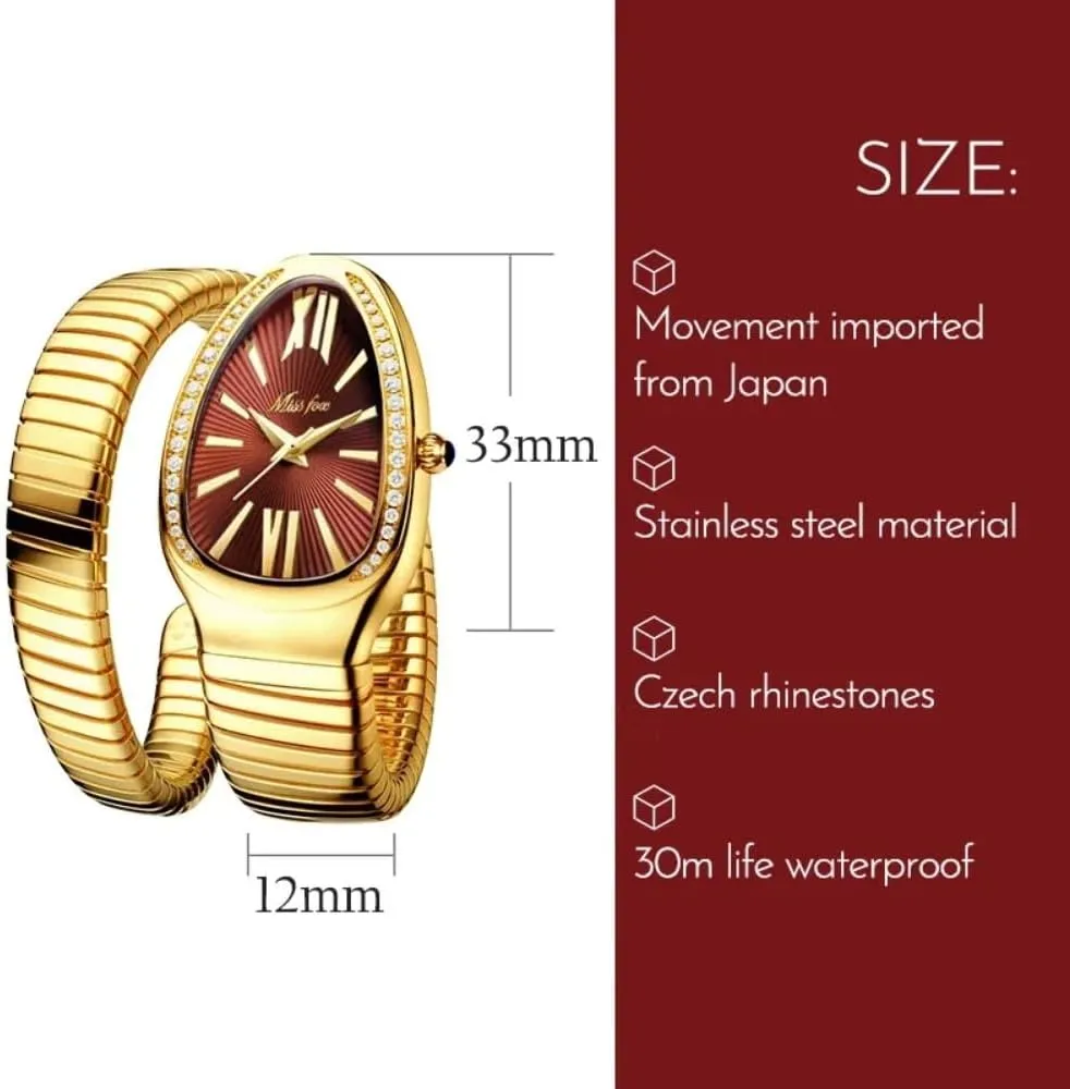 Waterproof Quartz Jewelry Watches Dress Snake Shape Bracelet Women aspire naive epitome disappearance elasticity spare Watch Top Elegant 