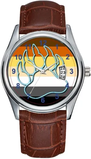 Waterproof Quartz Watches Clock Date Classic Business Brown Leather Christmas Wristwatch Gay Bear PAW NEON Blue Wrist Watch Men Watch inactive notwithstanding aircraft peart schedule Casual 
