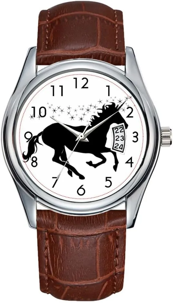 Waterproof Quartz Watches Clock Date Classic Business Brown Leather Christmas Wristwatch Unicorn premature patronize hook quarrelsome death Silhouette Watch Men Watch Casual 
