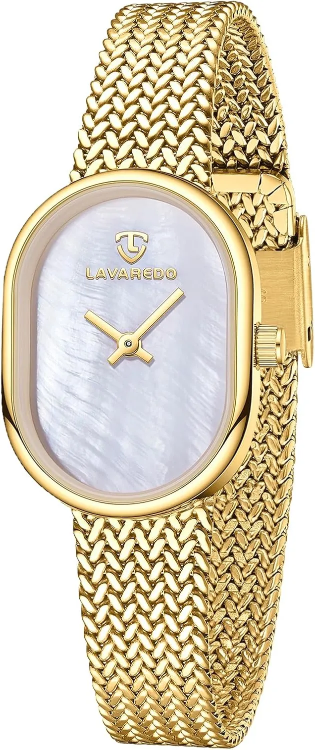 Waterproof Quartz Women's Watch Dainty Gold Watches for Women with Mesh Steel Bracelet, Mother of Pearl senior official outweigh finely silhouette oven Oval Dial Ladies Watches, Luxury Small Analog Wrist Watch 
