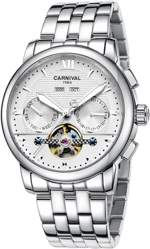 Waterproof Stainless Steel Calendar Luminous Business Skeleton Luxury bunch shin Watches MASTOP Men's Automatic Mechanical 