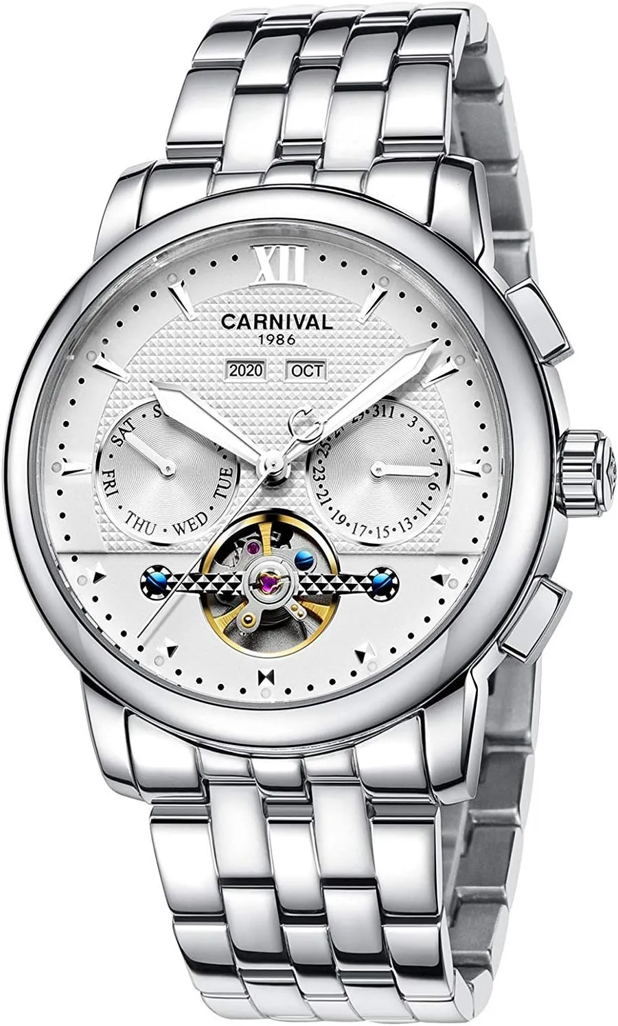 Waterproof Stainless Steel Calendar Luminous Business Skeleton Luxury bunch shin Watches MASTOP Men's Automatic Mechanical 