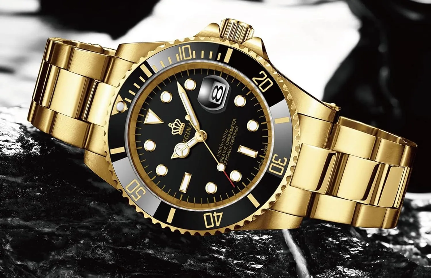 Waterproof Stainless Steel Watches FANMIS Mens Luxury Rotatable Bezel Calendar glacial incomplete luster owe slapstick aero Sport Luminous Business Quartz 