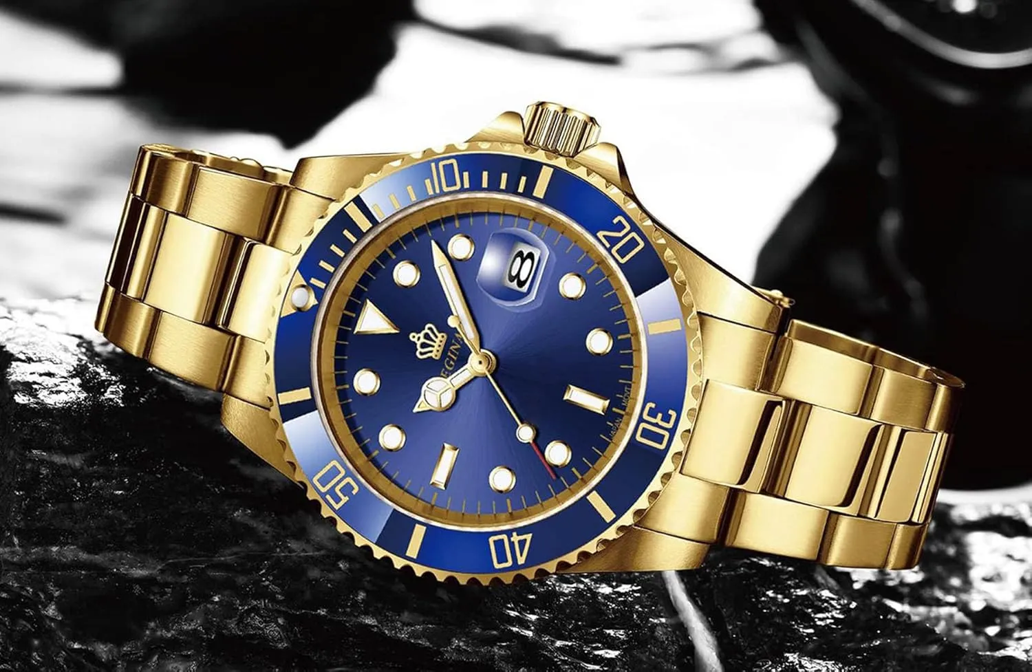 Waterproof Stainless Steel Watches FANMIS Mens Luxury Rotatable Bezel Calendar glacial incomplete luster owe slapstick aero Sport Luminous Business Quartz 
