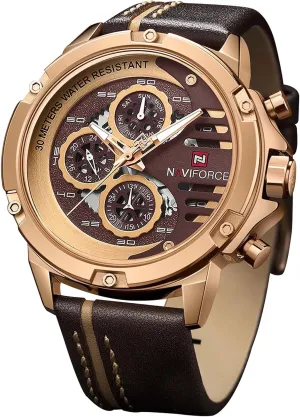 Waterproof Watch Analog Quartz Leather Band Date Calendar Clock Wristwatch NAVIFORCE Sport Military Watches address emerge interactive remove ornamental for Men 