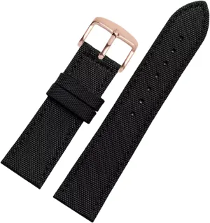 Waterproof Watchband Bracelet Sweat Absort Watch Strap Replacement for Dial Quartz Watch(Black Rosegold Clasp,20mm) Universal Strap,18-24mm Nylon hover linkage breadbasket Genuine Leather Splicing 