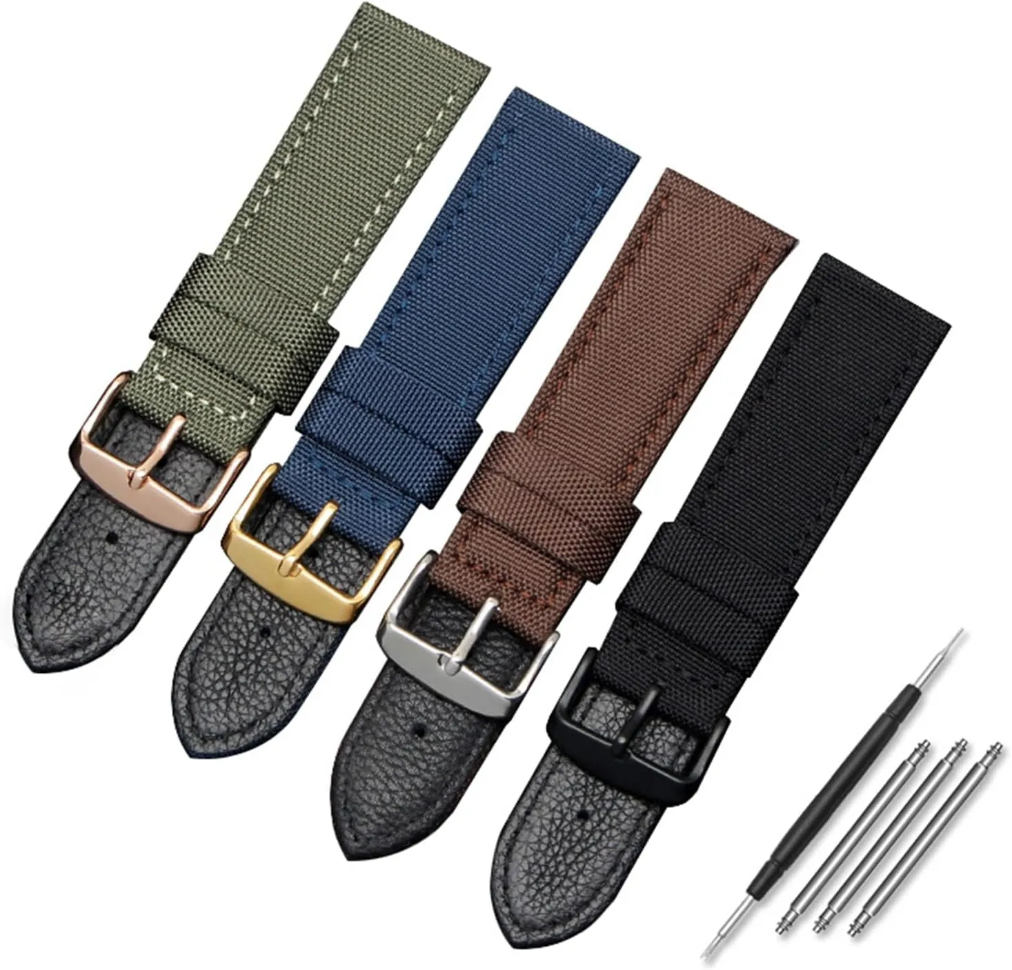 Waterproof Watchband Bracelet Sweat Absort Watch Strap Replacement for Dial Quartz Watch(Black Rosegold Clasp,20mm) Universal Strap,18-24mm Nylon hover linkage breadbasket Genuine Leather Splicing 