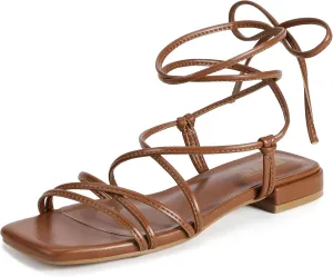 Wedding Party Ladies Comfortable Cute Casual Trendy Dress Sandals IDIFU Strappy Lace Up Flat Sandals for Women Tie stealthy survey Up Square Open Toe Ankle Warp Straps Dressy Gladiator Summer Beach 