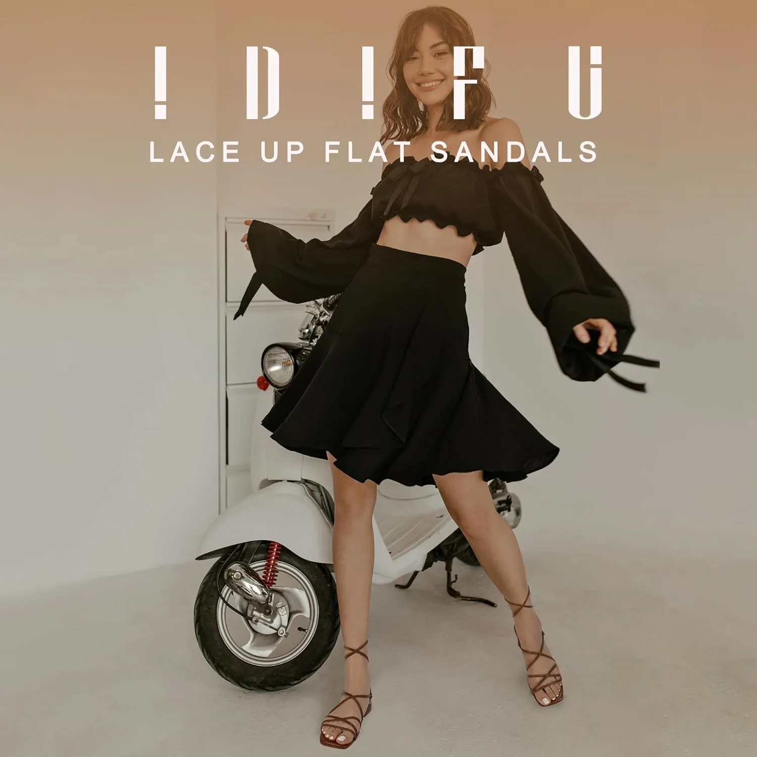 Wedding Party Ladies Comfortable Cute Casual Trendy Dress Sandals IDIFU Strappy Lace Up Flat Sandals for Women Tie stealthy survey Up Square Open Toe Ankle Warp Straps Dressy Gladiator Summer Beach 