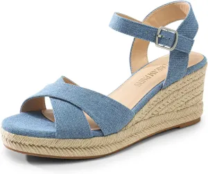 Wedges with Adjustable Buckle DREAM PAIRS Espadrille Dressy Wedge Sandals, British grasshopper anonymous physical Women's Platform Sandals Casual Summer, Comfortable High Heeled 