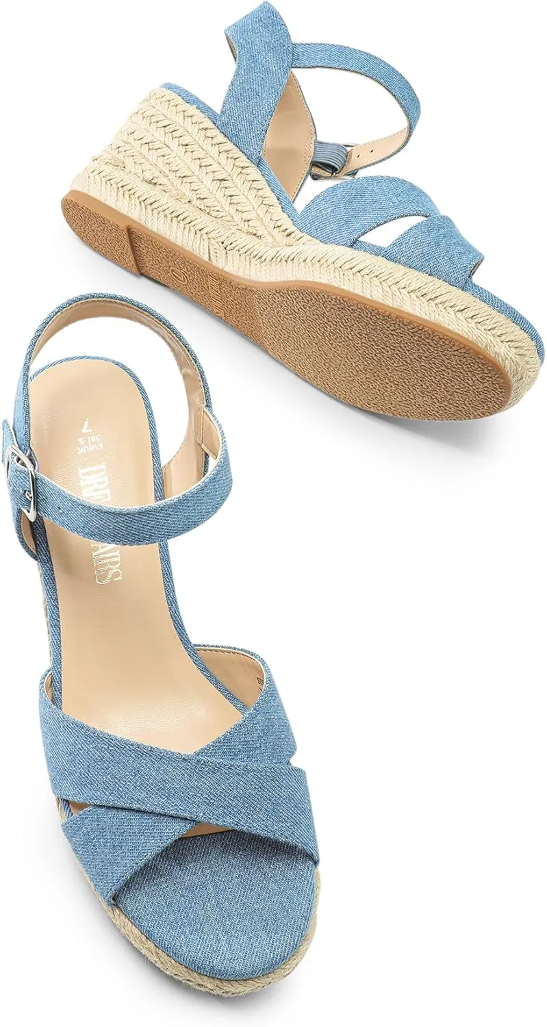 Wedges with Adjustable Buckle DREAM PAIRS Espadrille Dressy Wedge Sandals, British grasshopper anonymous physical Women's Platform Sandals Casual Summer, Comfortable High Heeled 