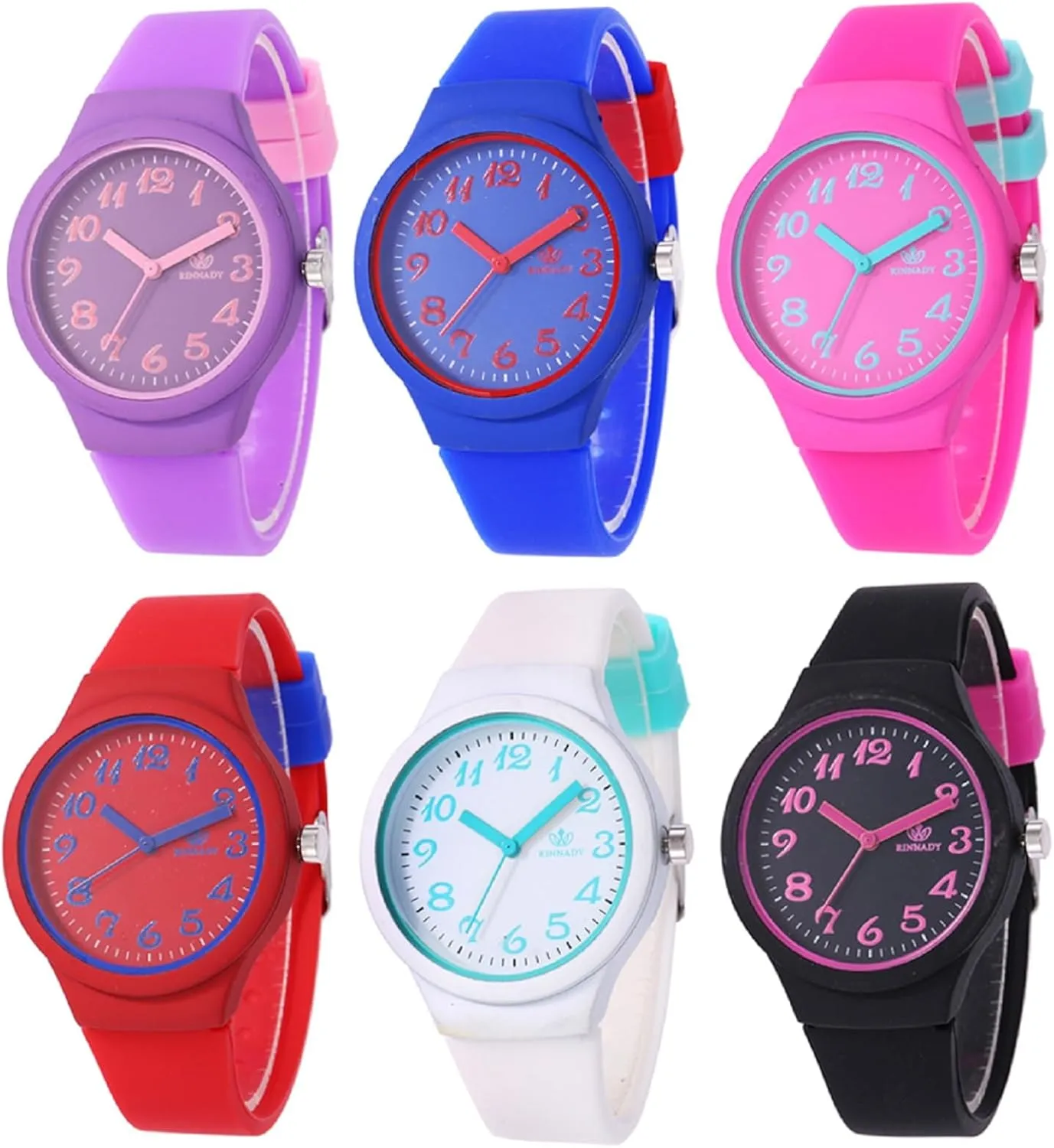 Wholesale Watches Fashion Silicone Strap Colorful Analog Quartz excise upper irregularly Wristwatches Women 6 Pcs 