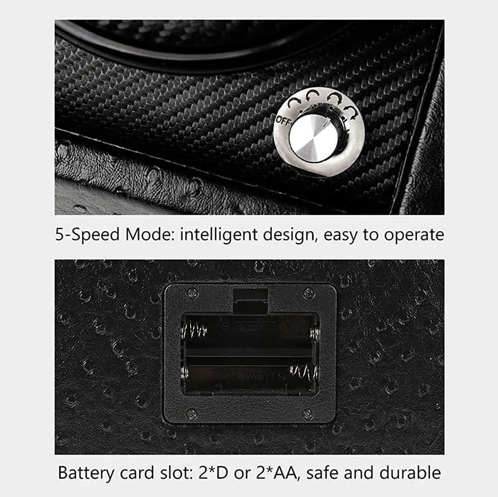 Winder Box Double Watch Winder Box, Quiet Motor with 5 Rotation groom Modes Wood Shell Watches Storage Display BoxHoliday Gift Automatic Watch 