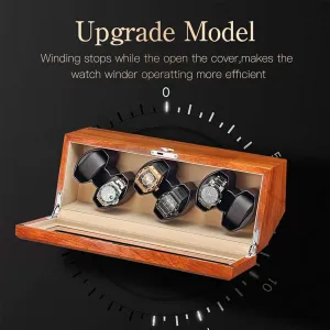 Winder Box Solid Wood wrestle with Clear Glass Top 4 Rotation Mode Super Quiet Motor Support USB Power High-end/Beige (Black 8 0) Automatic Watch 