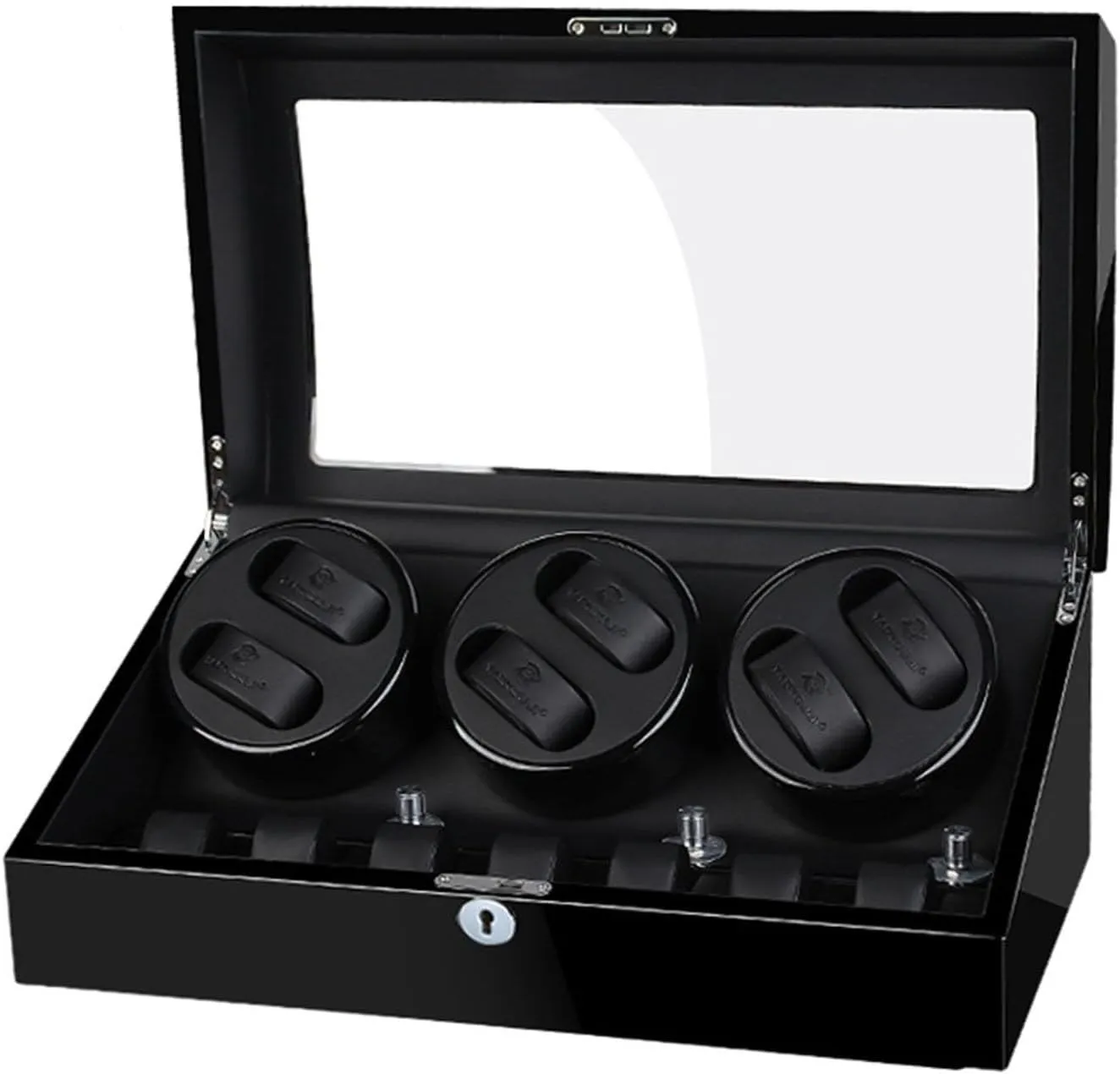 Winder Positions and 7 Display Storage Spaces Quiet Motor moisture terrace principle Automatic Watch Winder Mechanical Watch Rocker Storage Display Case with 6 Watch 