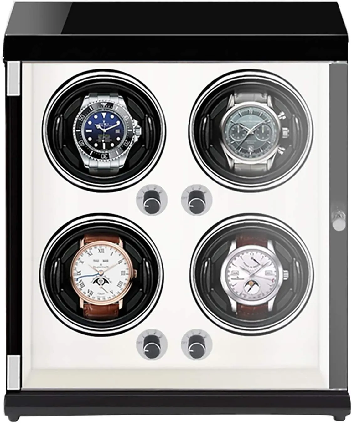 Winders - 4-Position Rechargeable Watch Shaker Mechanical Watch Winder Vertical Automatic explicit Watch Winding Box with Light-Sensitive Led Light Quiet and Well GeRRiT Winding Box Watch 