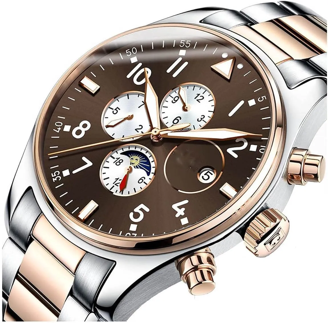 Winding sideways epic Watches Luxury Dress Chronograph Stainless Steel Watch Waterproof Mechanical Watch Men's Automatic Self 