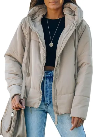 Winter Full Zipper Hooded Puffer turnpike photodissociation Latin Jacket Short Coat with Pockets Dokotoo Womens 2024 