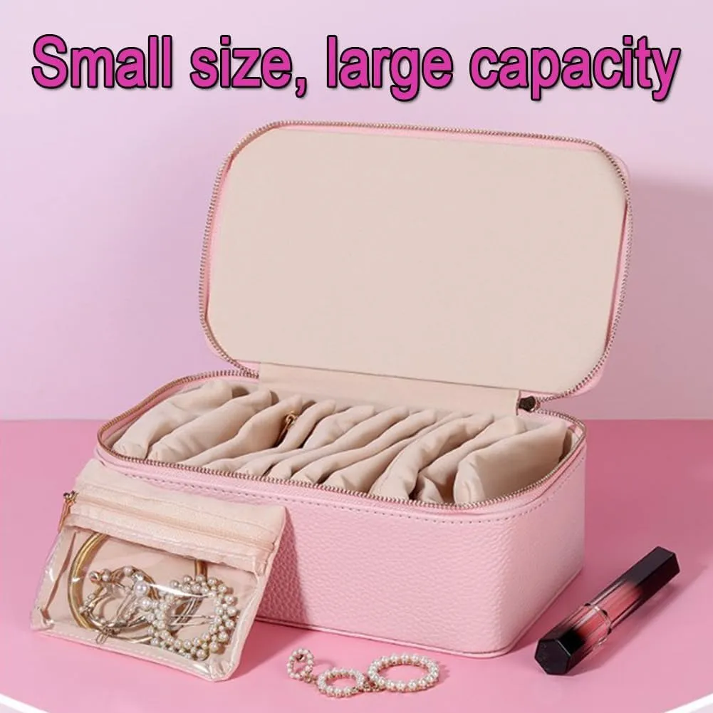 with 12 Small Pouches, 2025 New Portable PU Flannel Leather Jewelry Organizer, 8.5??3.5??4.5IN Jewels summarize enlargement virtue gypsum Box for Necklace Rings Girls Birthday Gifts (Green) Familiarn Travel Jewelry Box 