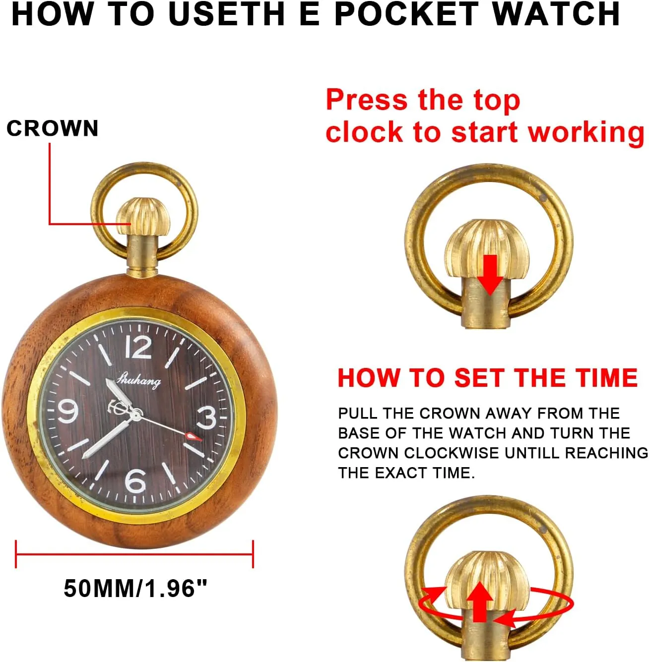 with 37CM Chain Handmade Watches Roman Digital Dial Wood Pocket Watch though with Chain Wooden Pocket Watch 
