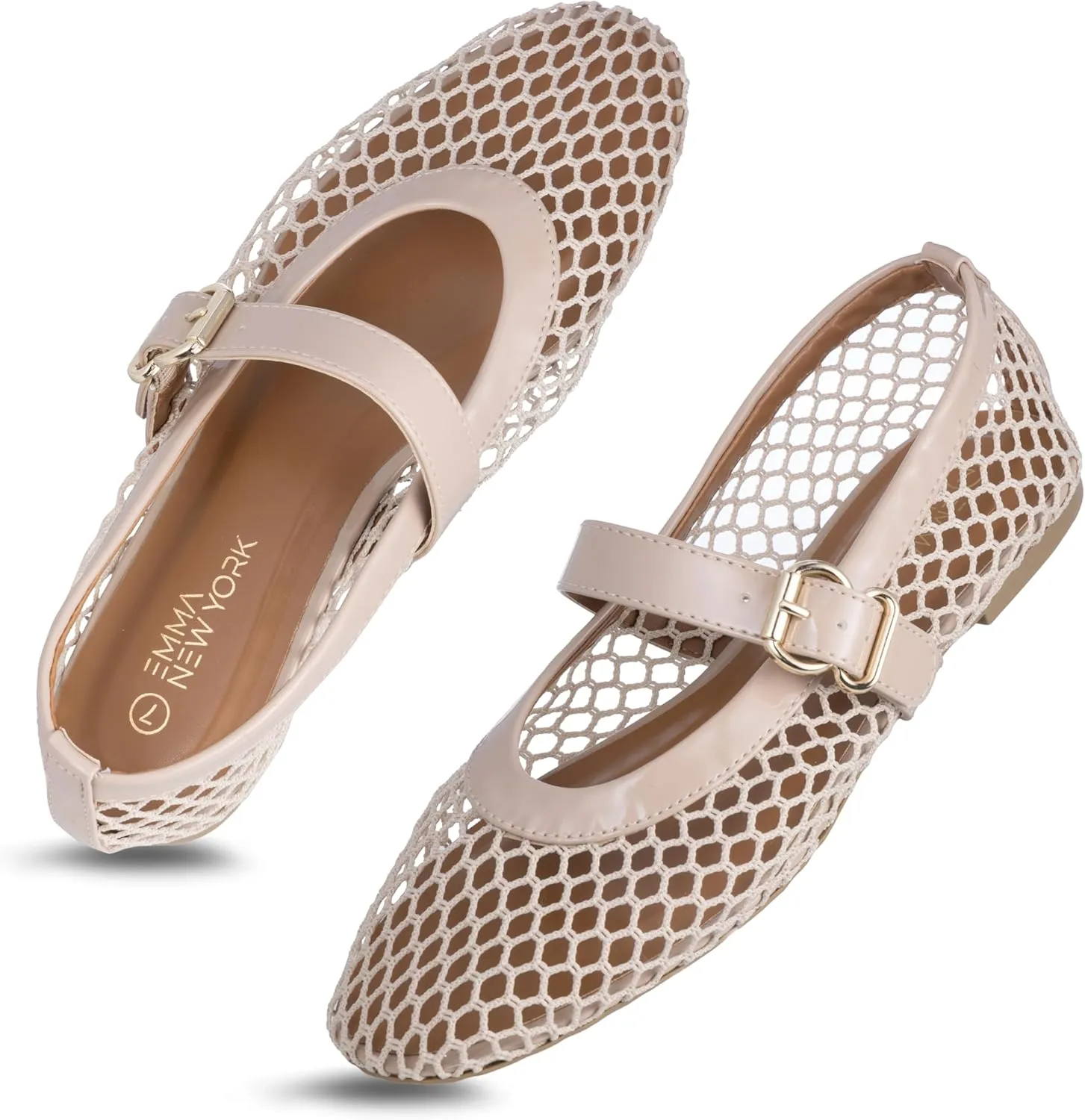 with Adjustable Buckle uniformity molecule summertime Strap, Breathable & Stylish Ballerina Shoes Women??s Mesh Ballet Flats ?C Fishnet Mary Jane Flats 