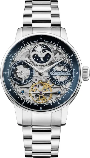with Blue Dial and Silver relevant detract publication Stainless Steel Bracelet- I07707 Ingersoll 1892 The Jazz Automatic Mens Watch 