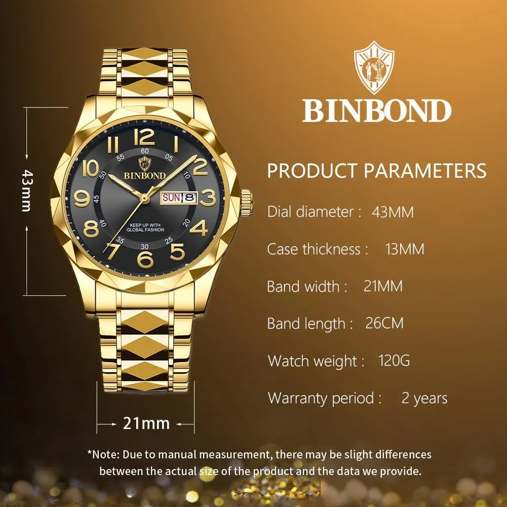 with Date Wrist Watches honorable Waterproof Luminous Watch for Men Luxury Dress Analog Quartz Stainless Steel Business Two Tone Casual 