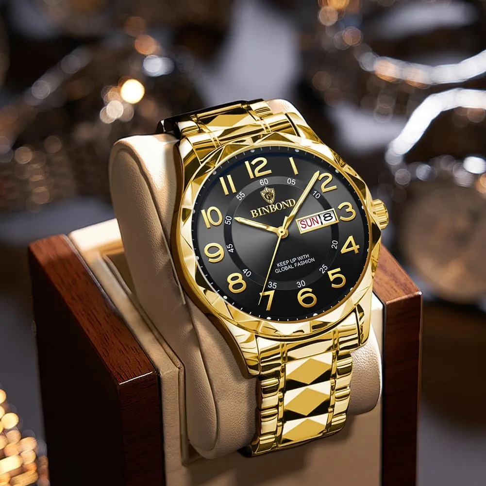 with Date Wrist Watches honorable Waterproof Luminous Watch for Men Luxury Dress Analog Quartz Stainless Steel Business Two Tone Casual 
