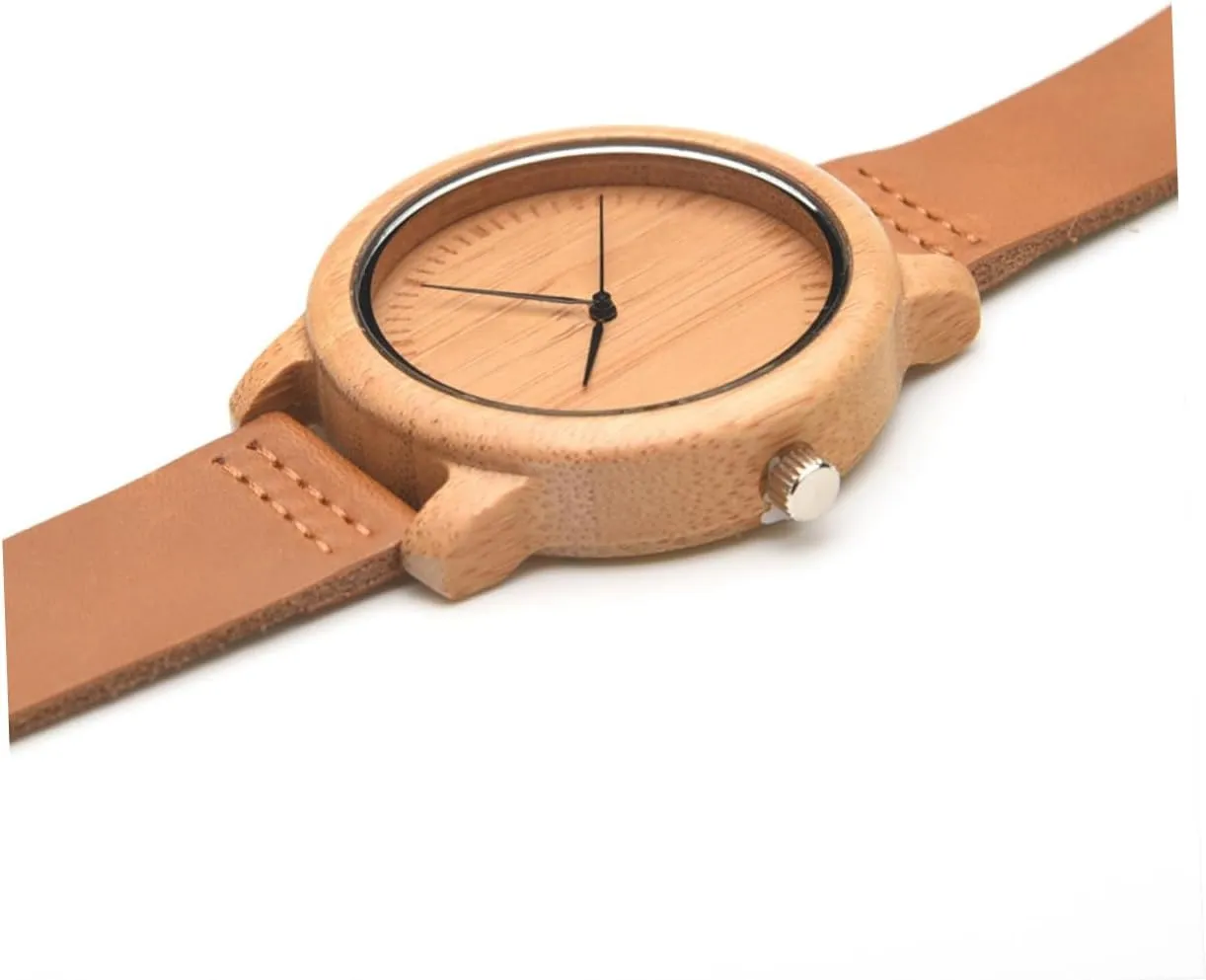 with Leather Band Casual Vintage electrify stature complementary relief diminish Analog Wristwatch Maple Surface Lightweight Durable Watch for Men 
