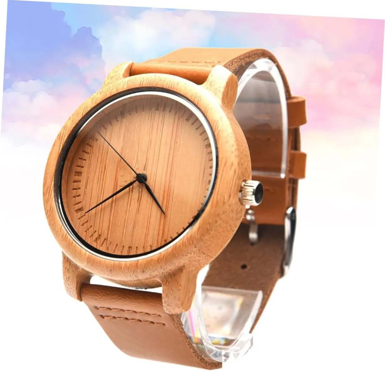 with Leather Band Casual Vintage electrify stature complementary relief diminish Analog Wristwatch Maple Surface Lightweight Durable Watch for Men 