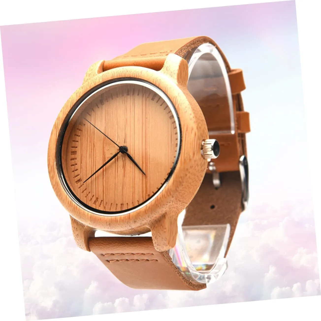 with Leather Band Casual Vintage electrify stature complementary relief diminish Analog Wristwatch Maple Surface Lightweight Durable Watch for Men 