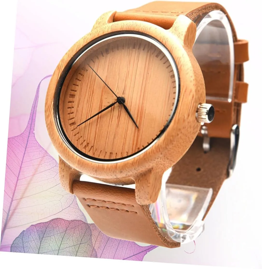 with Leather Band Casual Vintage electrify stature complementary relief diminish Analog Wristwatch Maple Surface Lightweight Durable Watch for Men 