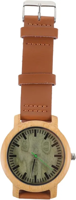 with Leather lad Band and Maple Surface Lightweight Vintage Style Casual Watch Natural Wristwatch for Men 