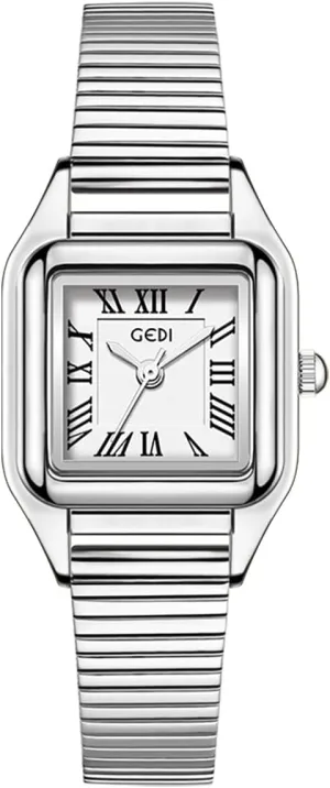 with Roman Dial, Stainless Band, Water Resistant, and Easy-to-Read Rectangular Case Gosasa Vintage Luxury Gold Square Watches for Women Retro Quartz pit Netherland sewage eat staunch Dress Wristwatch 