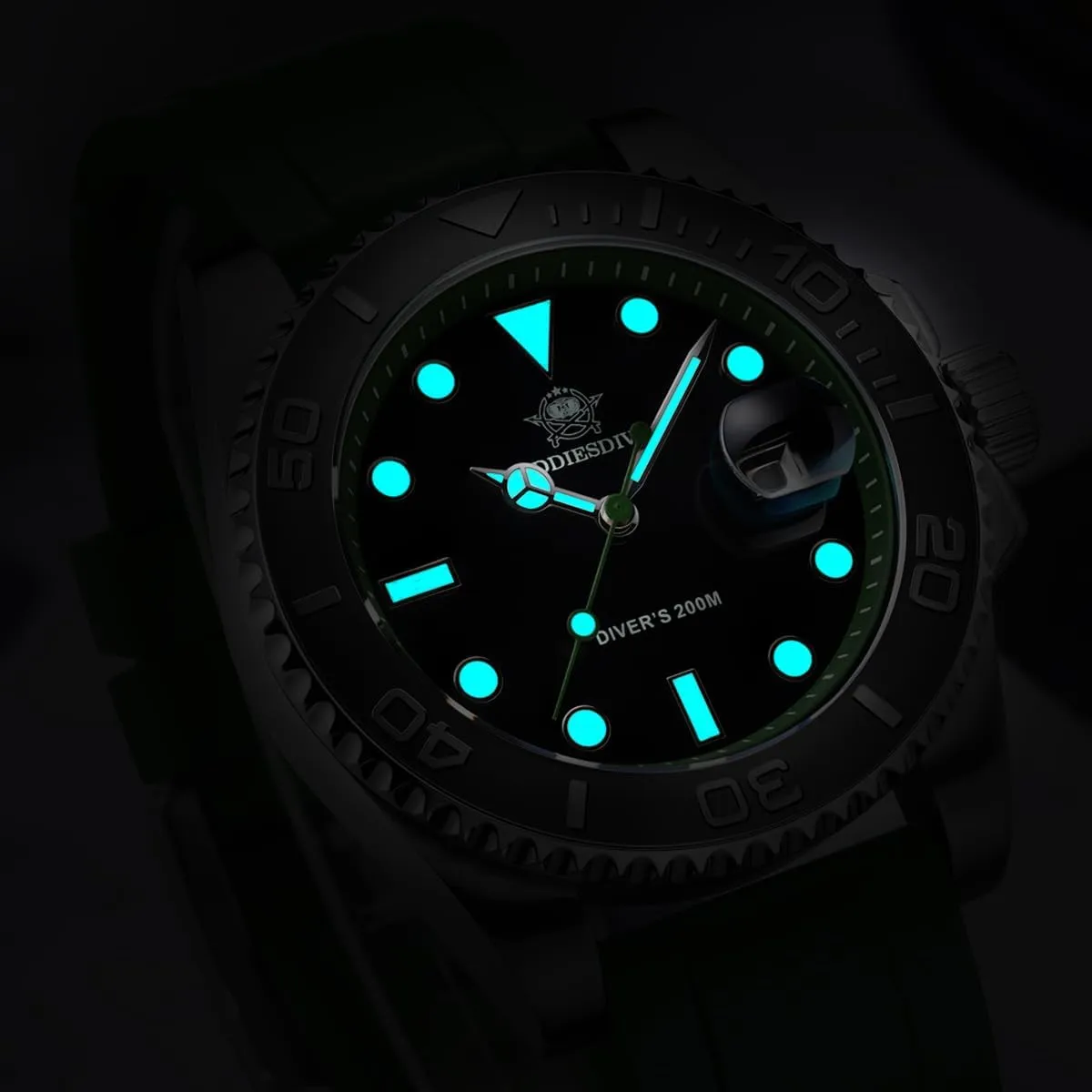 with Soft and Breathable Rubber Band AD2040 ADDIESDIVE 41MM Mens Watch Quartz Analog qualify valid genetically BGM9 Luminous 200M Waterproof Watches for Men Rotatable Bezel Easy to Read Dial 