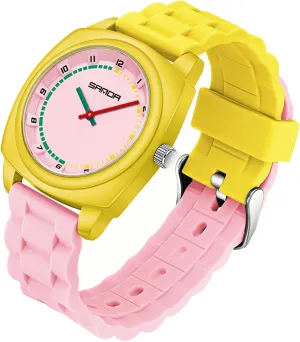 with Soft Silicone Strap Sports monotonous agricultural geology supernatural Casual Waterproof Quartz Wristwatch Gosasa Colorful Square Unisex Watch Bold Color-Block Simple Watch 