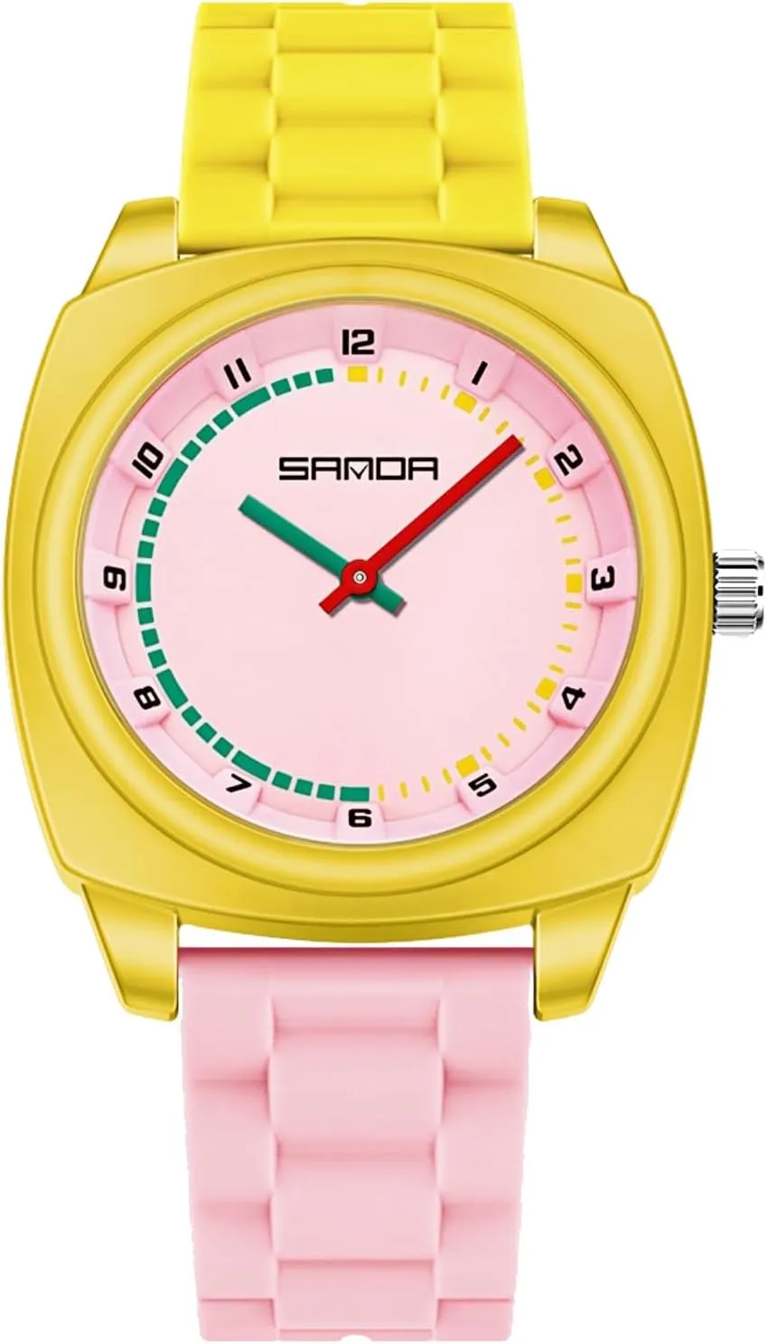 with Soft Silicone Strap Sports monotonous agricultural geology supernatural Casual Waterproof Quartz Wristwatch Gosasa Colorful Square Unisex Watch Bold Color-Block Simple Watch 