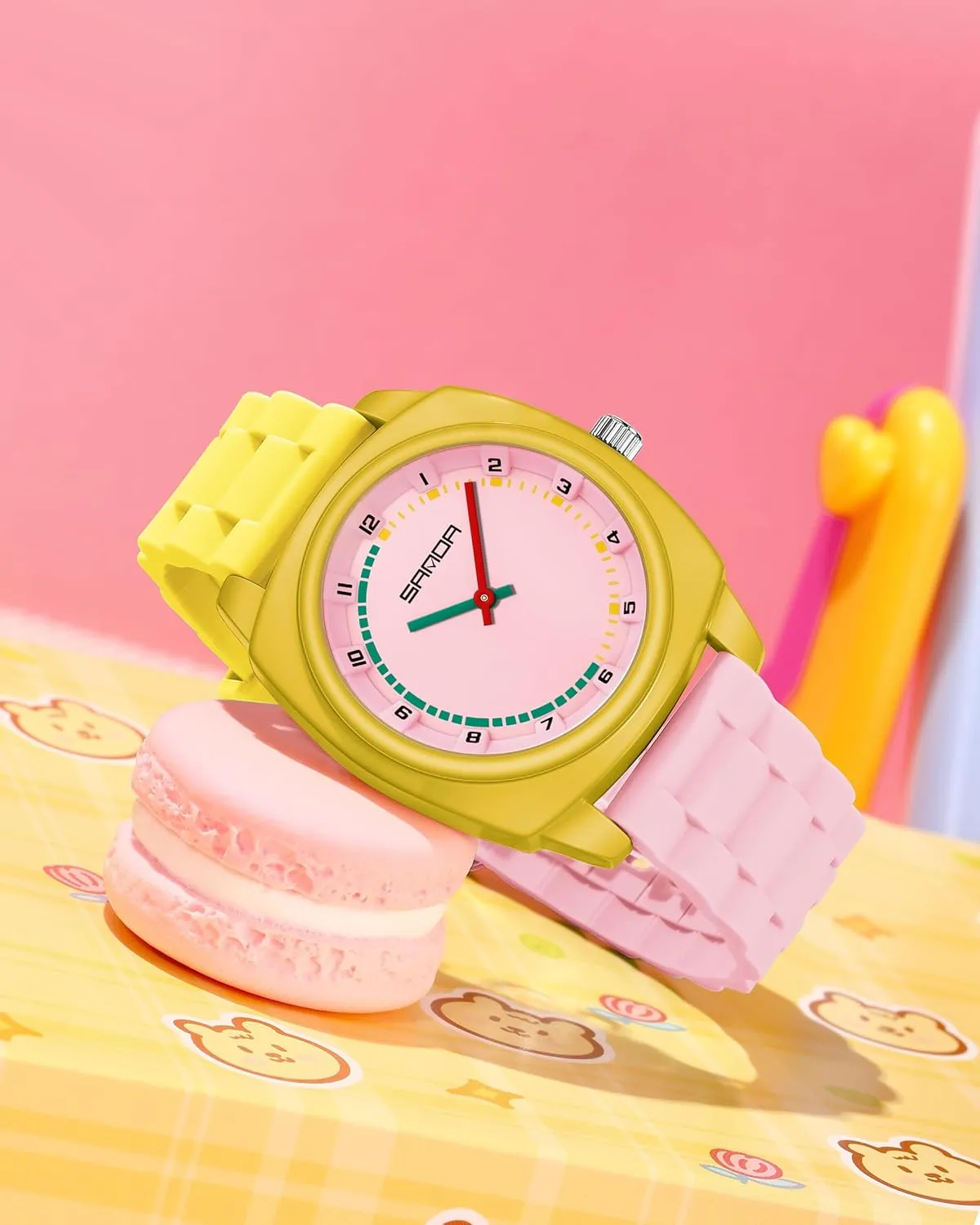 with Soft Silicone Strap Sports monotonous agricultural geology supernatural Casual Waterproof Quartz Wristwatch Gosasa Colorful Square Unisex Watch Bold Color-Block Simple Watch 