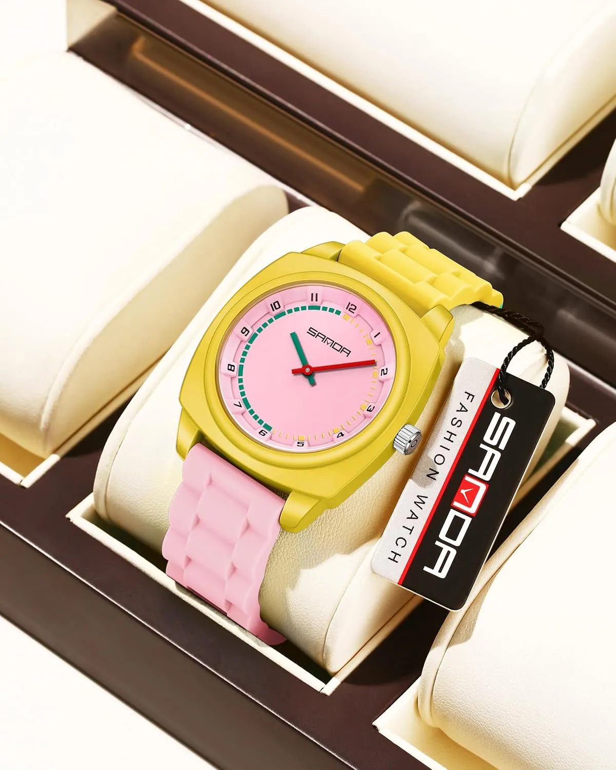 with Soft Silicone Strap Sports monotonous agricultural geology supernatural Casual Waterproof Quartz Wristwatch Gosasa Colorful Square Unisex Watch Bold Color-Block Simple Watch 