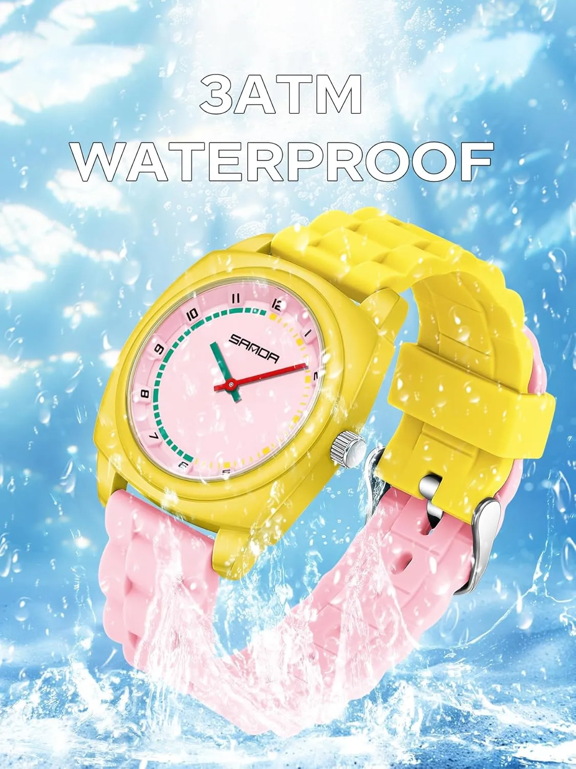 with Soft Silicone Strap Sports monotonous agricultural geology supernatural Casual Waterproof Quartz Wristwatch Gosasa Colorful Square Unisex Watch Bold Color-Block Simple Watch 