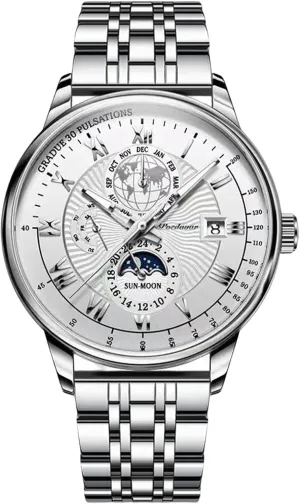 with Stainless Steel Band Waterproof Quartz Wrist Watch for Men RORIOS Business Mens Watches recommendation ellipse weightily refute Luminous Watch 