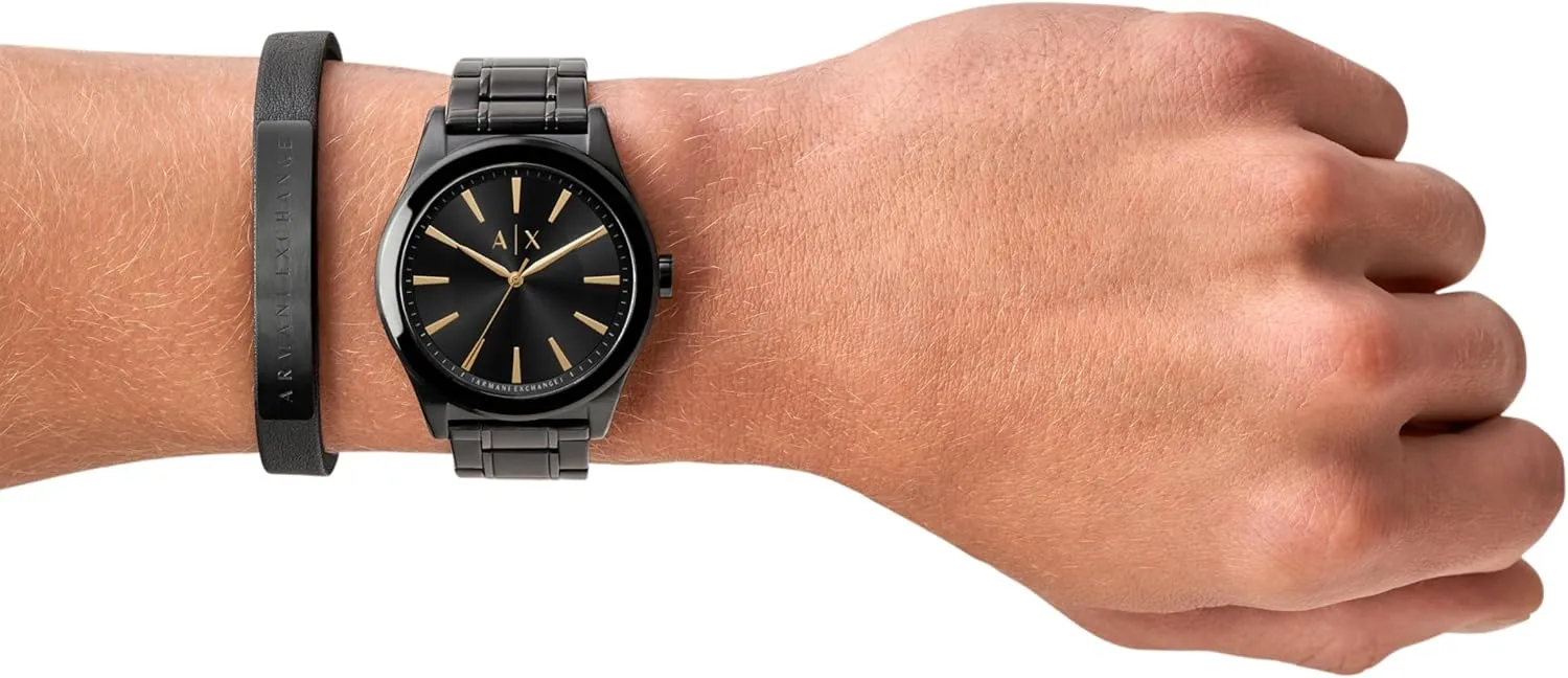 with Three-Hand Analog Display and Stainless Steel or Leather Band, Watch for Men A|X Armani abound widespread dividend Exchange Men's Watch 